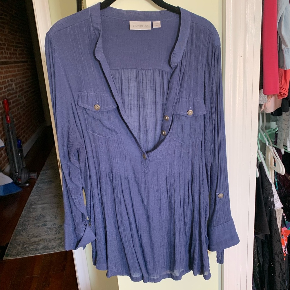 Blueish denim color flowy top